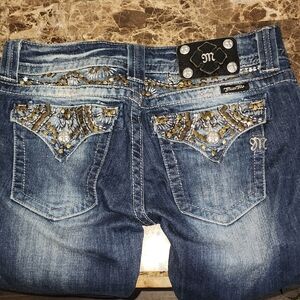 Miss Me Blue Embellished Women's Crop Jeans
